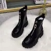 Botas de estilo nuevo para mujer de otoño e invierno, diseño de moda estilo coreano con cremallera frontal, realzan la altura, efecto adelgazante, suela gruesa, botines estilo motociclista, con un tacto de alta calidad