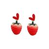 Brincos Sun Jiayu Zhu brilhosos mesmo estilo estudante fofo doce frutas stud brincos femininos amor morango joia de orelha