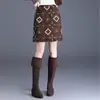 Falda casual estampada retro para mujer, nueva colección de otoño, elegante y versátil, de cintura alta, falda de línea A adelgazante, falda corta