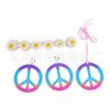 Carnaval de Halloween Festa Cosplay Hippie Colorido Pingente de Charme da Paz Conjunto Colar Vestido de Baile Fantasia