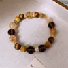 Pulsera de Cuentas de Fluorita Cristalina y Circonita Moda Lujo Ligero Pulsera de Gama Alta Temperamento de Nicho Joyería Versátil Venta al por Mayor