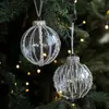 Bola de Plástico Transparente de 8 cm Bola de Navidad Rayada con Purpurina Perla Blanca Bola Colgante Decoración de Árbol de Navidad Arreglo de Escena