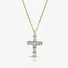 Collar de Cruz Nuevo de Cobre Incrustado con Circonita de Amazon Transfronterizo, Elegancia Francesa de Moda, Cadena para Clavícula, Estilo de Lujo Ligero