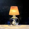Bola de Cristal Tallada en 3D Transfronteriza Luz Nocturna Luminosa Lámpara de Mesa de Escritorio para Dormitorio Adornos Decorativos de Ambiente Regalo de Cumpleaños