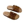 Versión de Cuero Suave ~ Chanclas de Suela Plana Estilo Retro de Punta Abierta Casual Birkenstocks Sandalias de Verano para Exteriores Vacaciones en la Playa
