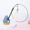 Caña de Pescar para Gatos con Alambre Pegajoso, Caña Larga con Cabeza Intercambiable, Peces Pequeños, Plumas y Cascabel, Directo de Fábrica para Gatos