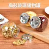 Frasco de Vidrio Transparente con Tapa, Forma de Tambor Plano, Contenedor Sellado a Prueba de Humedad de Grado Alimenticio, Frasco para Almacenamiento de Té de Flores y Cáscara de Mandarina Seca