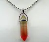 Collar de acero con colgante de piedra de cristal natural de ágata, columna hexagonal, bala, estilo europeo y americano, Amazon ebay
