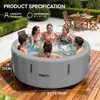 Jacuzzi Inflable de Masaje Caliente Más Vendido Transfronterizo con Funciones de Generación de Olas, Calefacción y Temperatura Constante, Tamaño Grande para 4-6 Personas, Hecho de Material Cepillado