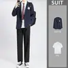 Blazer Uniforme Japonês Estilo Faculdade Dk Masculino Primavera e Outono Solto Elegante Casual Terno Conjunto Uniforme de Classe Estudantil