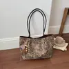 2026 Nueva Bolso Tote de Lona de Leopardo de Moda Gran Capacidad Bolso de Hombro Único para el Viaje Diario Bolso de Mano Elegante y a la Moda para Mujer