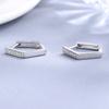 Pendientes pentagonales de plata de ley S925 con tachuelas de diamante para hombre y mujer, temperamento, personalidad, modernos, hebilla de oreja geométrica, coreano, versátil