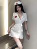 Chao Mu Vestido Sexy de Enfermera Ropa Interior Sexy Escote Profundo Tentación Caliente Juego de Rol Cama Puro Deseo de Someter traje Mujeres