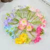 Simulación 4 tenedor flor de jazmín cadena DIY material hecho a mano flor de seda pequeña cadena de flor de cerezo tocado accesorios para ropa flor artificial floral