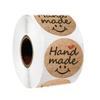 Venta al por mayor transfronteriza de pegatinas de papel Kraft hechas a mano, pegatinas para sellar regalos, suministros para embalaje de cajas de pasteles