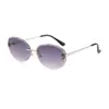 Gafas de Sol Retro sin Marco para Mujer, Gafas de Alta Gama con Forma Ovalada, Vacaciones en la Playa, Anti-UV, Tendencia de Gafas de Moda