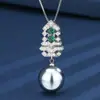 Popular explosivo Huabi joias banhado a ouro cobre incrustado pérola cinza conjunto árvore de Natal feminino 16-12mm atacado
