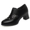 Zapatos de madre piel suave suela suave resorte y otoño boca profunda zapatos de mujer nuevos de mediana edad mediana edad y ancianos zapatos de mediana edad con una generación de pelo