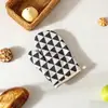 Juego de Guantes Resistentes al Calor de Algodón y Lino Estilo Minimalista Nórdico, Guantes Triangulares Anti-quemaduras Negros y Blancos, Salvamanteles, Utensilios de Cocina al por Mayor