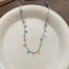 "Luz Fragmentada do Mar da Lua" Colar de Franja Gota d'Água em Zircônia Suave e Colorida para Mulheres, Acessório de Corrente para Clavícula com Design Vintage