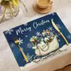 2026 Nuevo Mantel Navideño Transfronterizo Lino Estampado de Muñeco de Nieve y Alce Mantel Servilleta Decoración de Mantel Amazon