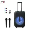 Novo Carrinho Portátil 12 polegadas Microfone Bluetooth Sem Fio Alto-falante Colorido Portátil Dança Quadrada Móvel Alto-falante Sem Fio