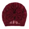 Touca de bebê jacquard com laço para recém-nascido, touca fetal de cor sólida para bebê, chapéu de renda respirável de verão, 5 cores