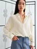 Camisa de Algodón Puro para Mujer con Textura Acanalada Otoño Temprano 2026, Corte Holgado, Versátil para el Trabajo, Top de Manga Larga 100% Algodón 7585 Siyuan