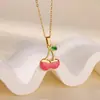 Colar com pingente de fruta cereja, corrente para clavícula, aço inoxidável, feminino, para menina, doce, estudante, fofo, presente, transfronteiriço, sentimento sênior