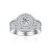 Conjunto de tres piezas de pendientes de plata de ley 925 europeos y americanos con anillo de diamantes y circonitas.