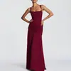 Otoño 2026 Nuevo Vestido de Gota Europeo y Americano Transfronterizo Estilo Francés Color Sólido Tirante Plisado Vestido de Noche