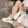 Sapatos Femininos Brancos Pequenos com Plataforma 2022 Novos Versáteis Verão Sapatos de Tela Respiráveis Tela Casual Tênis de Plataforma Tênis Esportivos de Tela