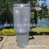 Termo de Acero Inoxidable 304 de 40 oz con Asa Tachonada de Diamantes y Popote, Taza de Hielo de Diamante para Mantener Frío, Montable en Coche