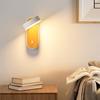 Luminária de parede cor de madeira para quarto, ao lado da cama, corredor da sala, luminária de parede criativa, holofote giratório para leitura em mural com interruptor
