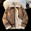 Chaqueta Cálida con Forro de Borrego Grueso de Ante y Piel para Otoño e Invierno, Chaqueta de Cuero Holgada PY8815