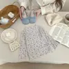 Camiseta Base Versátil para Niñas Primavera 2026 Nueva Elegante Floral Ropa Interior Conjunto de Otoño para Bebés y Niños Pequeños Ropa de Moda