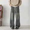Jeans de Mezclilla con Salpicaduras de Color de Calle Nuevos para Hombre Primavera 2026, Pierna Recta, Versátiles, Pantalones para Hombre Talla Grande HKN936 Algodón