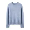 100% Lã Cashmere Pura Fio Fancy de Três Fios Calibre A Gola Redonda Raglã Novo Solto Quente Manga Longa Malha Camada Base Suéter