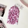 Portatarjetas Colgante Transparente con Estampado de Leopardo y Estrellas de PVC de Dibujos Animados Portatarjetas Pequeño para Tarjetas de 3 Pulgadas para Estudiantes Portatarjetas para Tarjeta de Autobús para Mujeres