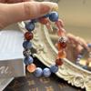 Qiaoen Flor de Goma Roja Natural Cristal Azul Denim Vivo Qué Pulsera Wen Chuang Guo Chao Sentido del Diseño Joker Pulsera al por Mayor