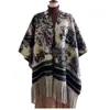 Bufanda Chal de Patrón Estético Oriental de Tinta Larga Atmósfera Invernal Cálido Cachemira Versátil de Moda Doble Cara