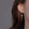 Pendientes de gancho para la oreja con borla larga, elegantes y a la moda, con cuentas redondas incrustadas de diamantes y cuatro aristas de estrella de cruz, joyería para la oreja