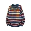 Suéter de Tricô Escovado com Gola Polo Listrada Retro Americano, Estilo Preguiçoso Unissex com Gola Reversível Estilo Old Money Tendência de Suéter de Alto Padrão