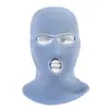Gorro de punto de tres agujeros transfronterizo, gorro de lana perforado de color liso, turbante para ciclismo al aire libre, gorro con máscara facial a prueba de viento en stock