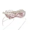 Pinza de plátano de encaje rosa de lunares de lujo estilo coreano de moda para coletas altas con lazo de cinta