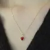 Corazón Rojo Pequeño Chapado en Plata de Ley 925 Oro de 18 Quilates Ágata Roja Amor Avanzado Delicado Temperamento Completo Colgante Collar de Ola de Agua