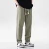 Pantalones de hombre color blanco roto, corte recto holgado, modernos y versátiles, pantalones casuales finos y transpirables para verano, diseño cónico elástico, talla grande