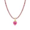 Collar de cadena de tenis de acero de titanio europeo y americano con circonita de color, chocker de circonita esmeralda, collar corto, estilo de lujo ligero, retención de color