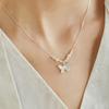 Nuevo collar de mariposa de perlas plata rota para niñas lujo ligero nicho cuentas de transferencia plata S925 cadena clavícula joyería al por mayor