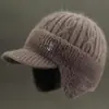 Sombreros para mujeres de mediana edad y ancianas otoño e invierno madre más terciopelo cálido gorro de lana de punto abuela anciana jersey gorro de algodón